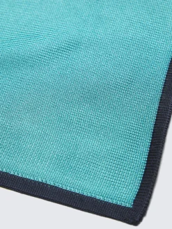 Best Brioni Turquoise and navy blue silk pocket square Turquoise blue