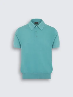 Best Brioni Sea Island cotton piqué polo Turquoise blue