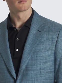 Sale Brioni Turquoise checked wool Plume jacket Turquoise blue