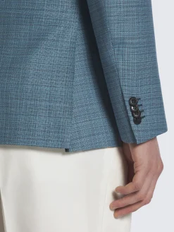 Sale Brioni Turquoise checked wool Plume jacket Turquoise blue