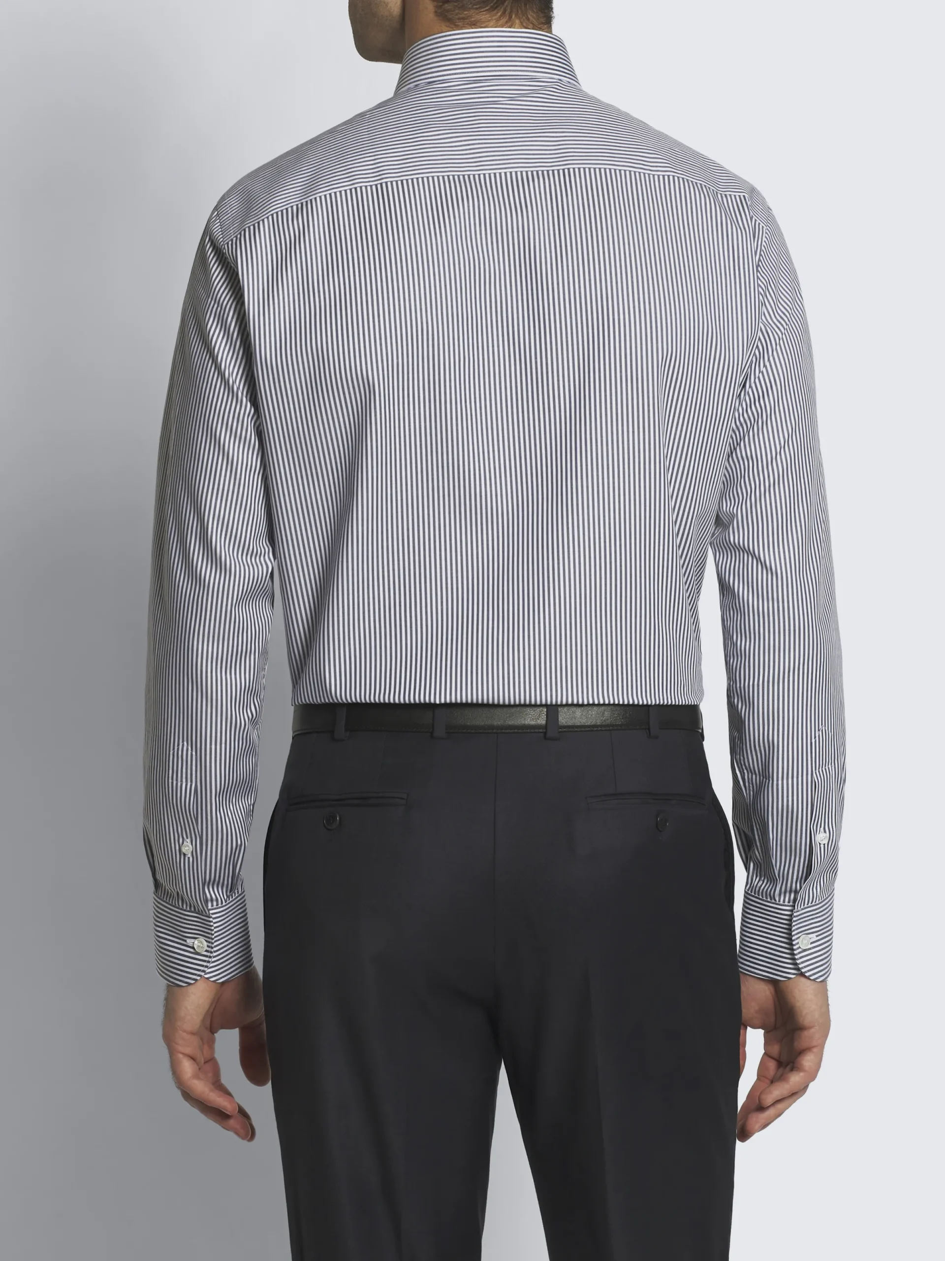 Best Brioni and dark grey striped organic cotton formal shirt White