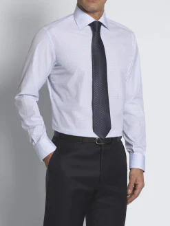 Online Brioni and light blue checked Giza 45 cotton formal shirt White