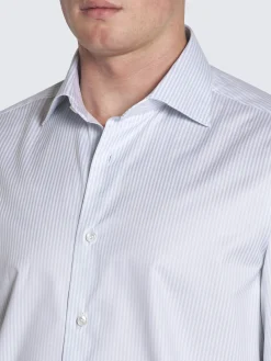 Sale Brioni White and light blue striped organic cotton formal shirt