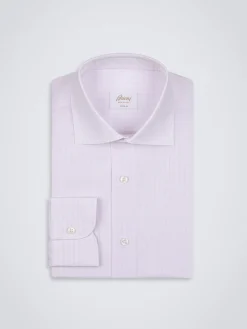 Sale Brioni and lilac checked Giza 45 cotton formal shirt White