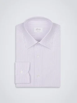 Discount Brioni and lilac cotton formal shirt White