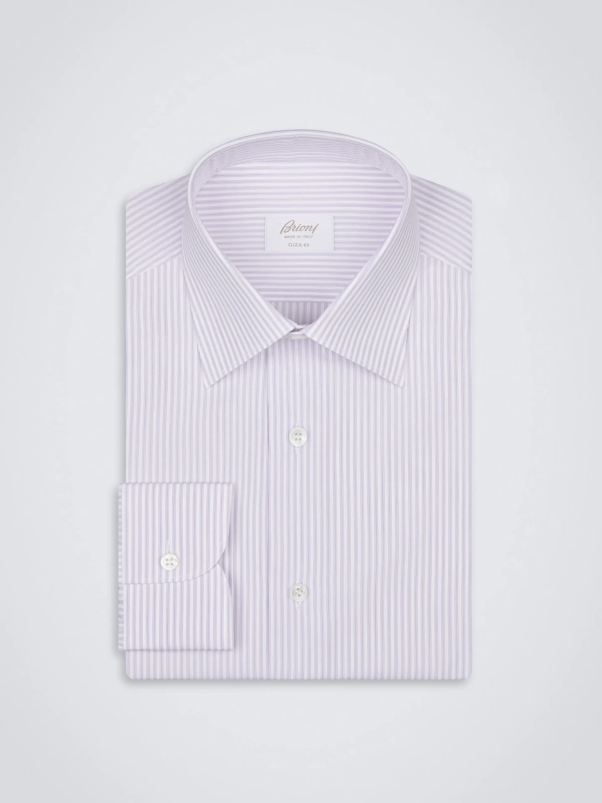 Discount Brioni and lilac cotton formal shirt White