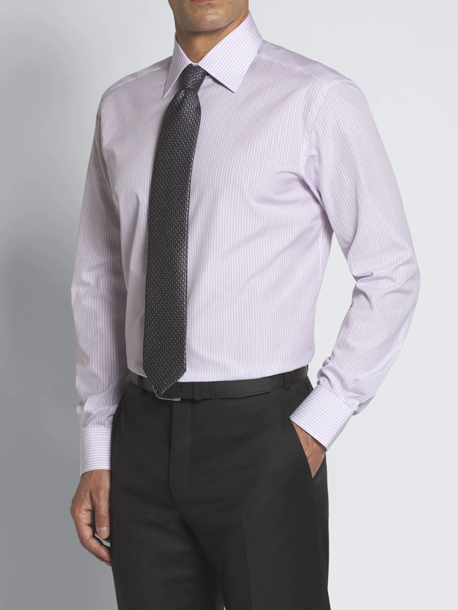 Discount Brioni and lilac cotton formal shirt White
