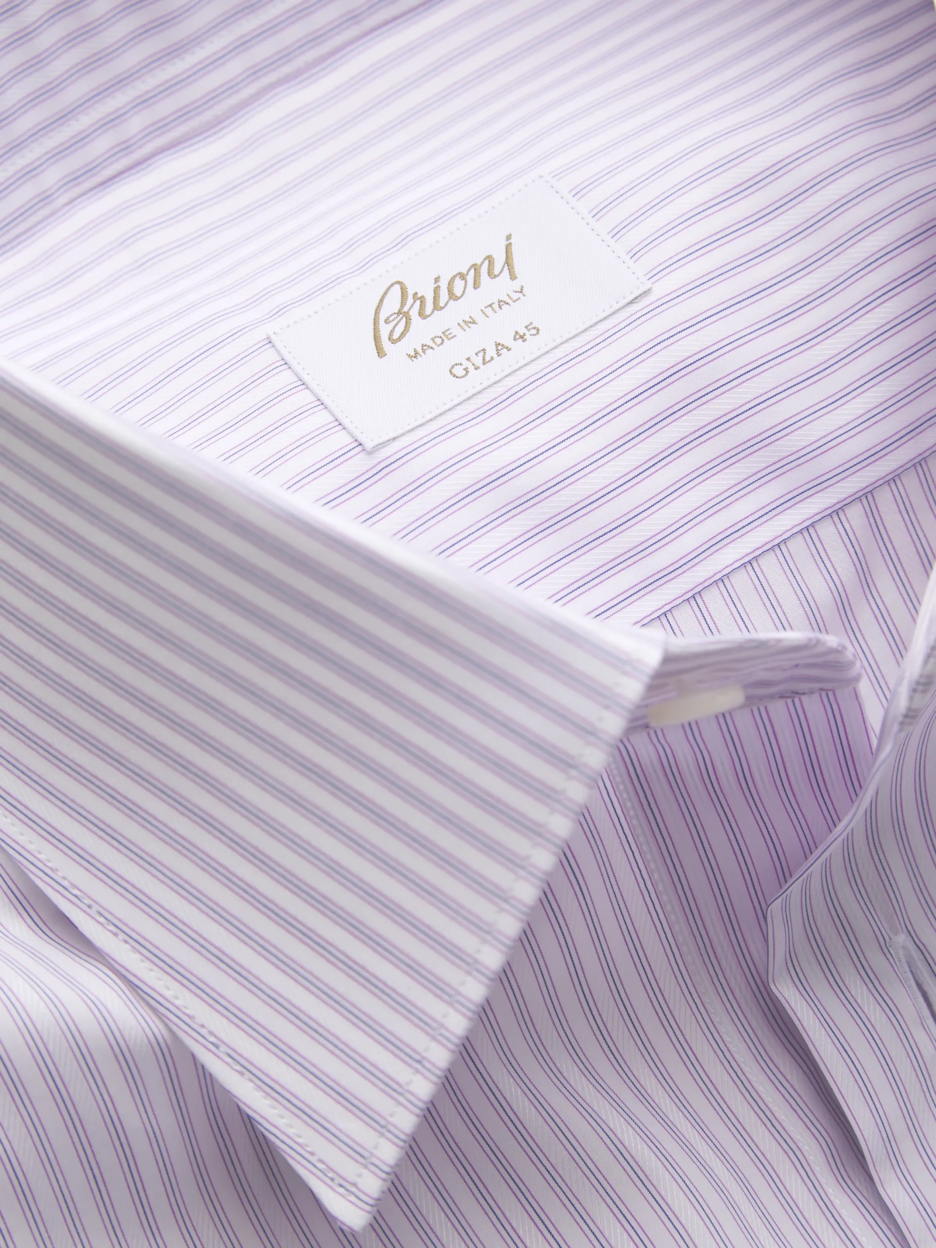 Discount Brioni and lilac cotton formal shirt White