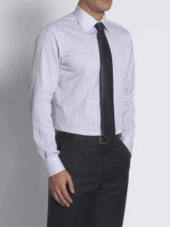 Best Brioni and lilac striped cotton formal shirt White