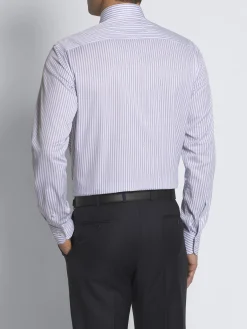 Best Brioni and lilac striped cotton formal shirt White