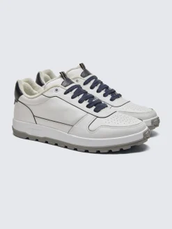 Fashion Brioni and midnight blue Crossing sneakers White