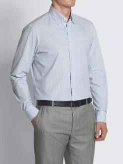 Fashion Brioni White and checked cotton hidden button-down shirt Petroleum blue