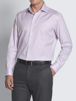 Hot Brioni White and striped organic cotton formal shirt Pink