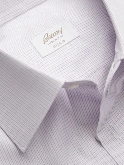 Best Brioni and purple striped Giza 45 cotton formal shirt White