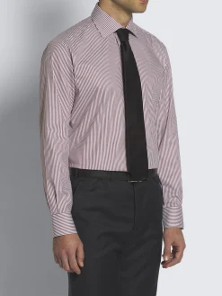 New Brioni and red striped organic cotton formal shirt White