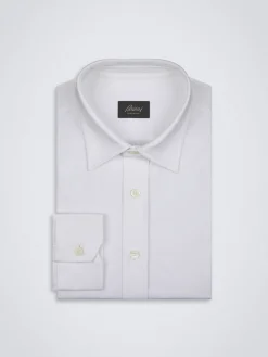 New Brioni gassed organic cotton hidden button-down shirt White