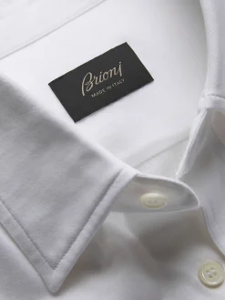 New Brioni gassed organic cotton hidden button-down shirt White
