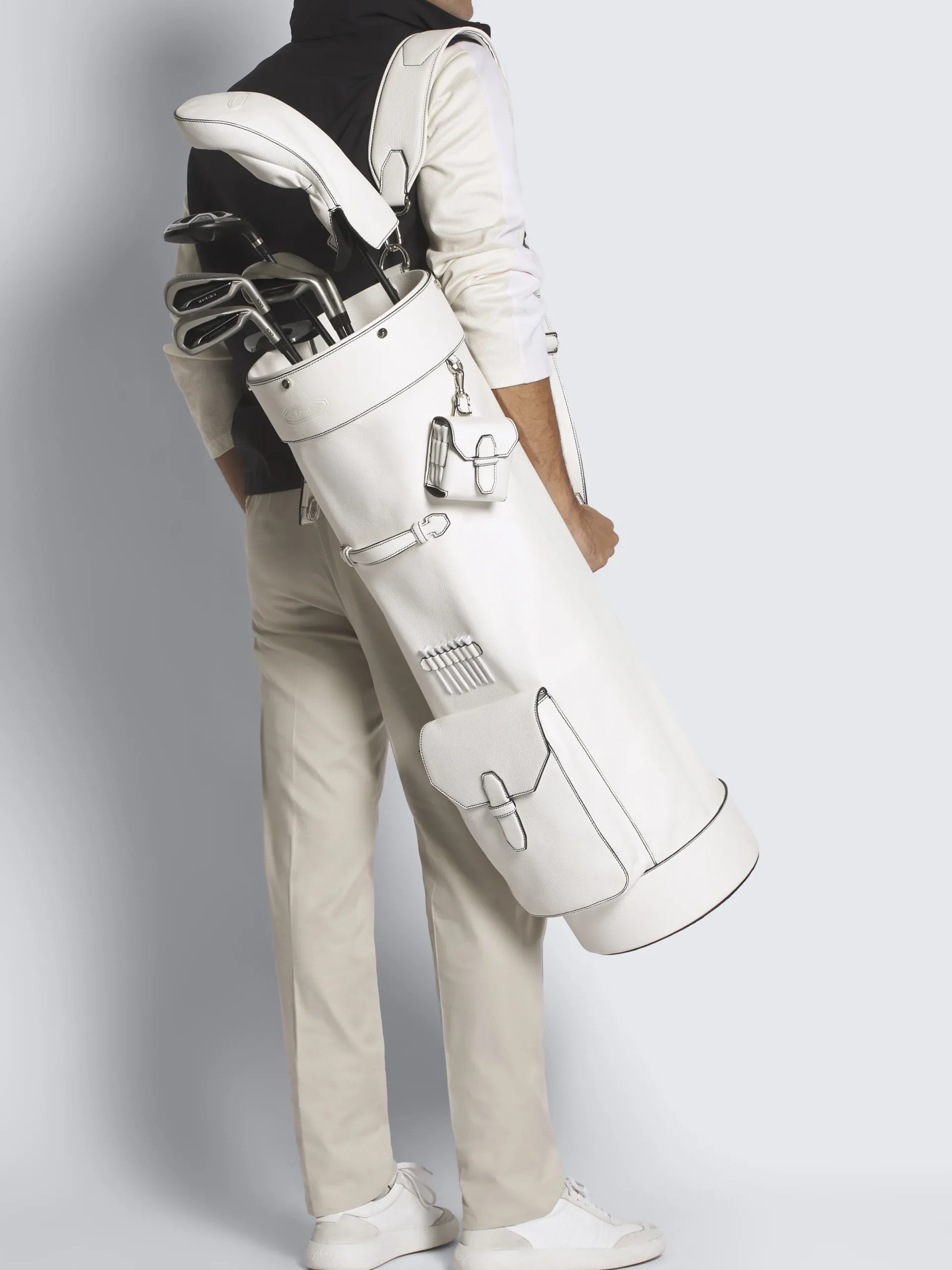 Hot Brioni White grained leather golf club holder