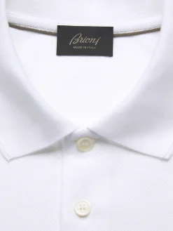 Online Brioni organic cotton short-sleeved polo White