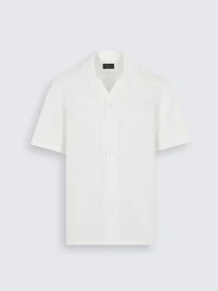 New Brioni White silk seersucker cuban shirt