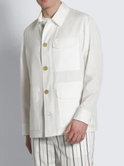 Sale Brioni White silk seersucker workwear jacket